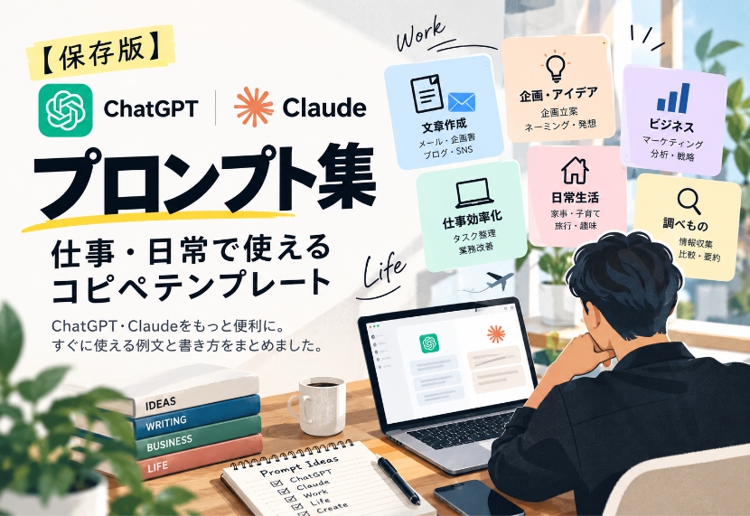 【保存版】ChatGPT・Claudeのプロンプト集｜仕事と日常で使えるコピペテンプレートと書き方